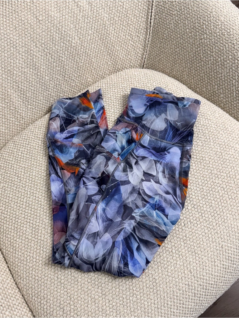 Lululemon Floral-Print Active Leggings - Blue Multicolor Size 4